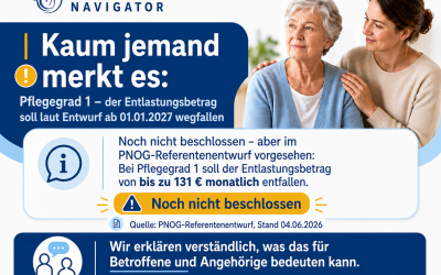 Pflegegrad 1: Entlastungsbetrag soll laut Entwurf wegfallen